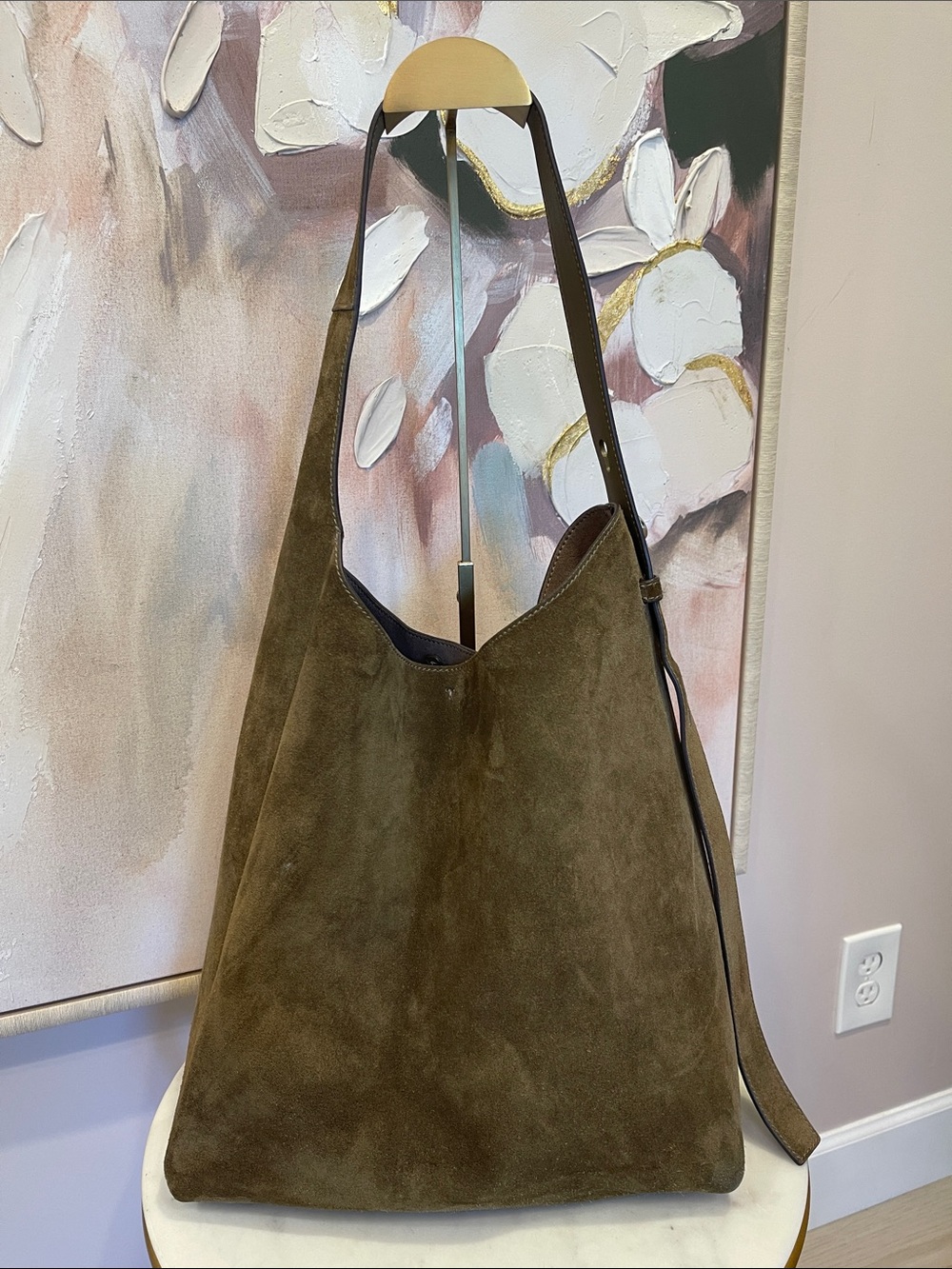 Tory Burch Romy Suede Hobo Bag in Olive Green